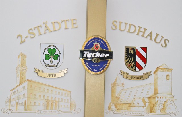 Die Brauerei befindet sich direkt auf der Stadtgrenze Nürnberg / Fürth - daher die Bezeichnung "2-Städte-Sudhaus".