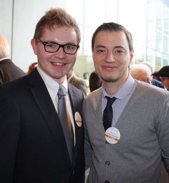 CSU-Kreisgeschäftsführer Adrian Derr (l.) und CSU-Schriftführer und Pressewart Manuel Kronschnabel kandidieren am 16. März für den Stadtrat. Foto: Victor Schlampp