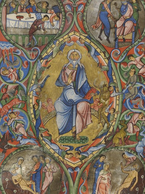 Gumbertusbibel, fo. 5v, Hiob, 1180/85. | Foto: Germanisches Nationalmuseum Nürnberg