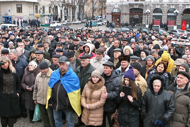 Immer wieder kommt es auch in Charkiw zu pro-ukrainischen Demonstrationen, bei denen die Menschen ihren Willen zur Einheit des Landes bekunden. Foto: privat