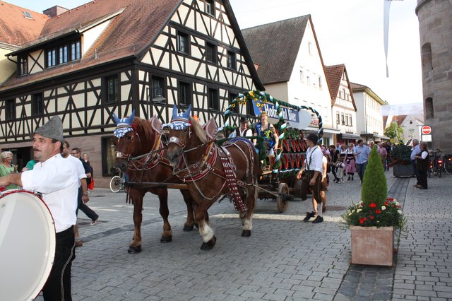 Der Blickfang beim Festzug ist natürlich das festlich geschmückte Pferdegespann. | Foto: Victor Schlampp