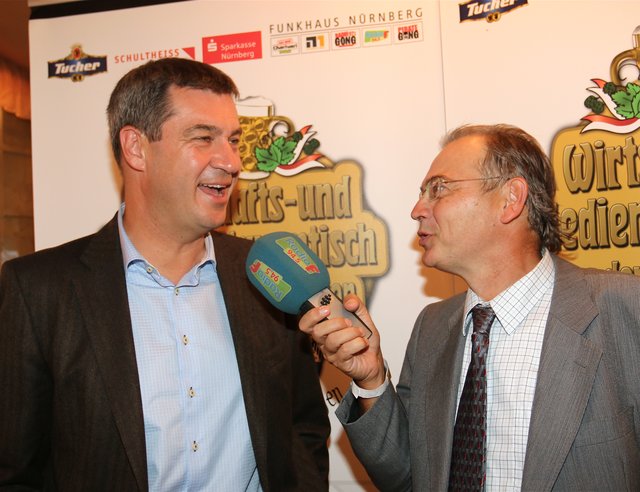 Günther Moosberger (r.), Funkhaus Nürnberg, im Interview mit Finanzminister Dr. Markus Söder. Foto: John R. Braun