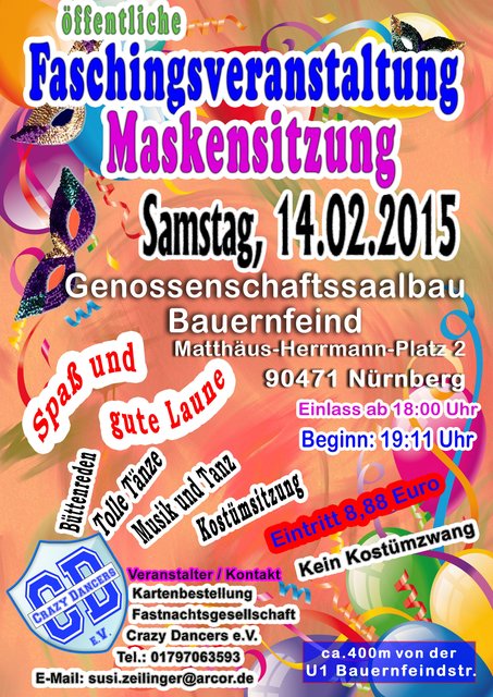 ...wartet auf die Besucher der Maskensitzung.