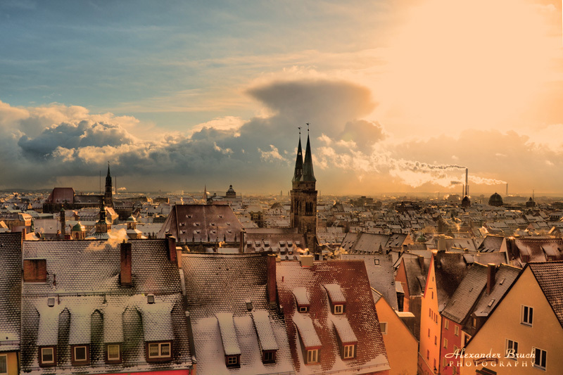 Ausstellung in der Kulturscheune Nürnberg: Stadtansicht Nürnberg von Alexander Bruch.