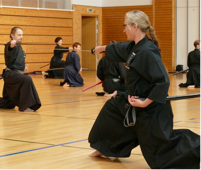 Angela von der Geest leitete das Training für Nidan und Sandan.