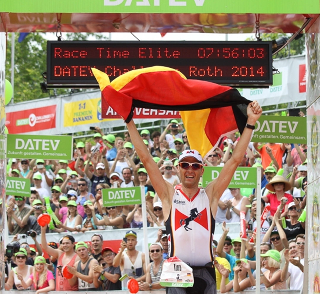 Sieger 2014 bei den Männern, Timo Bracht, beim Zieleinlauf.