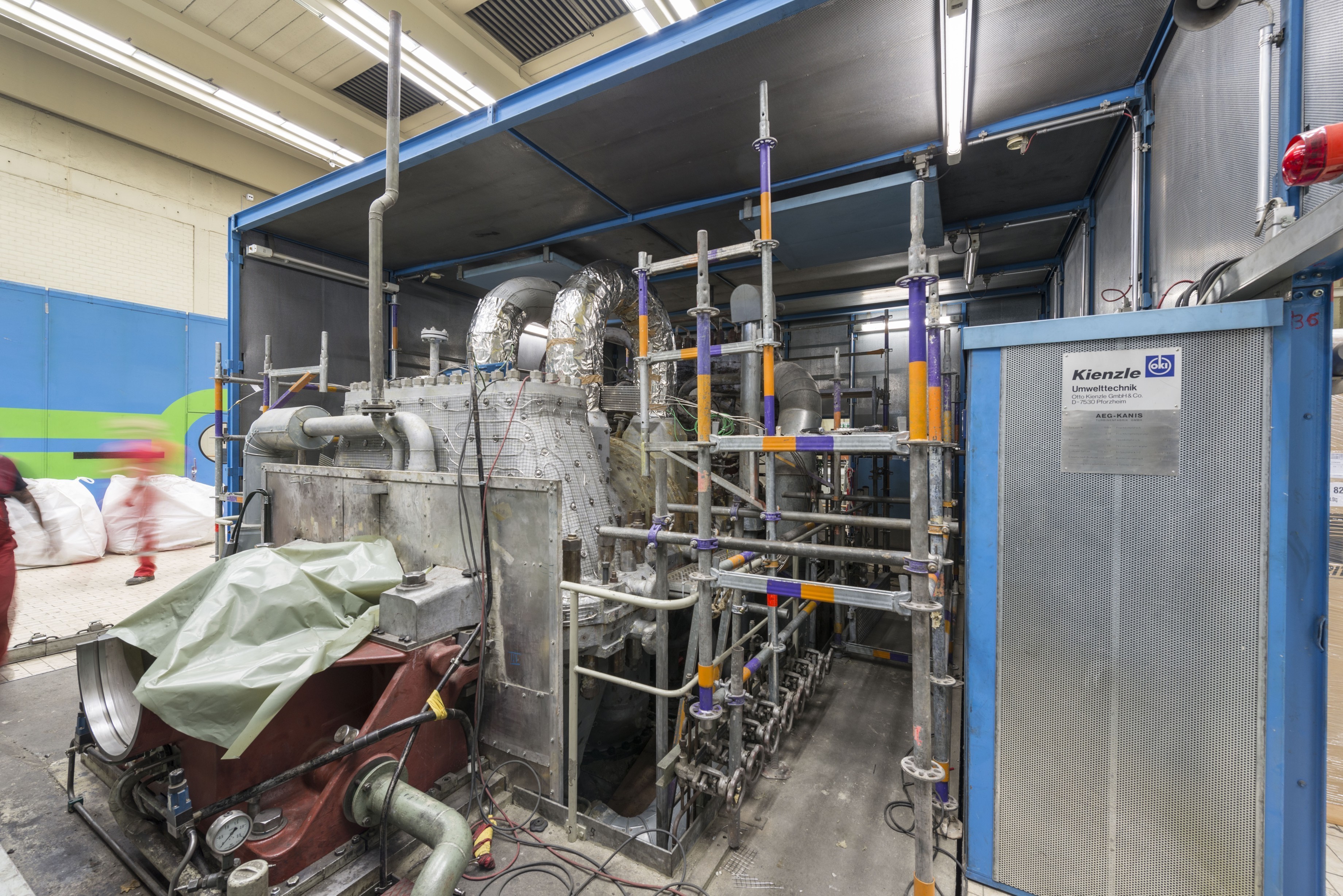 Die Turbine in Nürnberg-Sandreuth während des Umbaus.