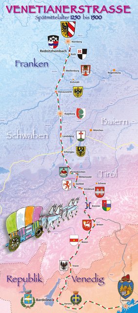 Die Handelsroute verband Verona mit Nürnberg.