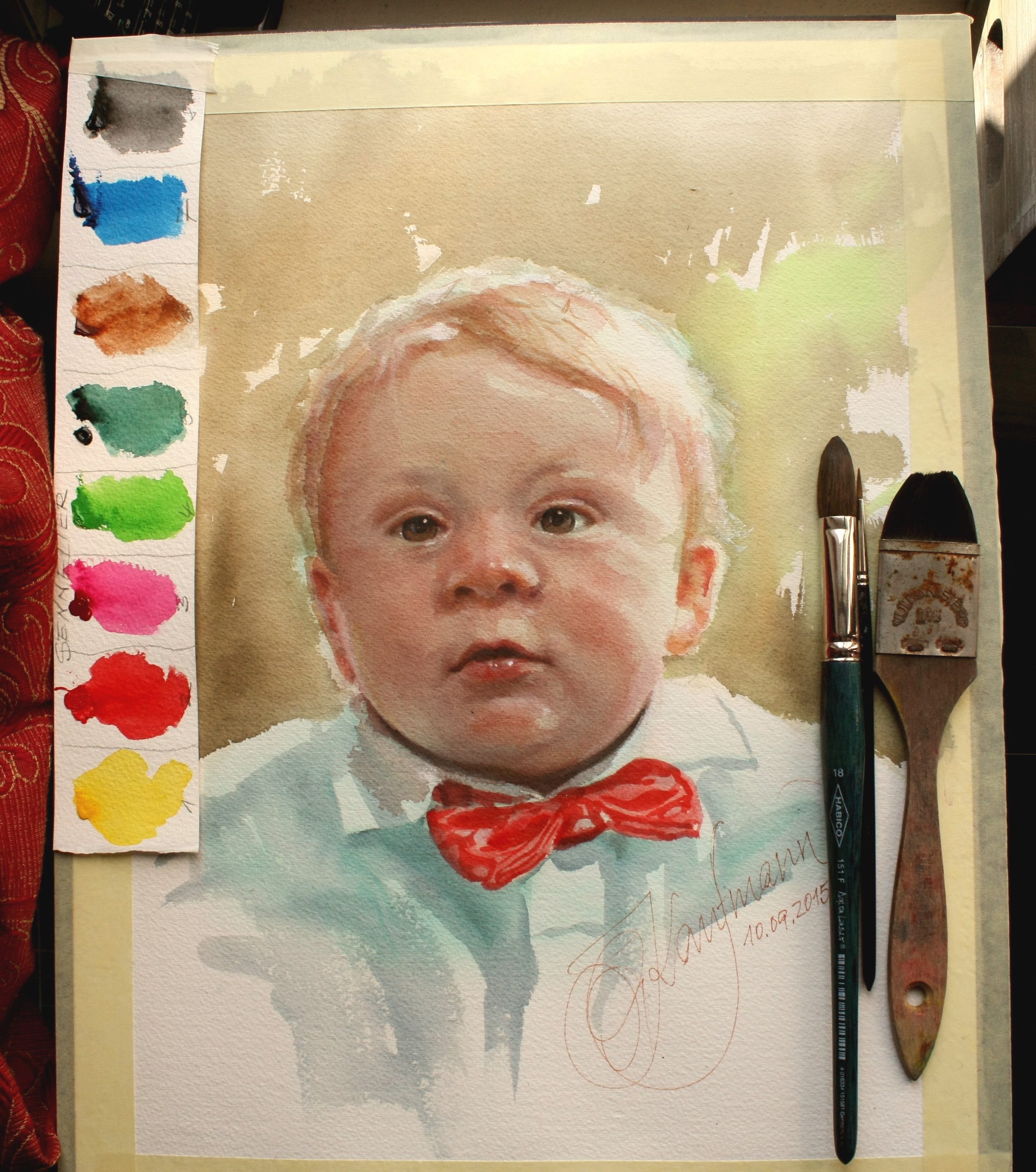 Aquarell Gunter Kaufmann (2015), Titel "Paul", 11 Monate jung.