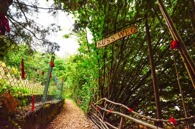 Hier führt der kleine Pfad entlang zu den einzelnen Stationen des Kuss Weges | Foto: Nicole Fuchsbauer