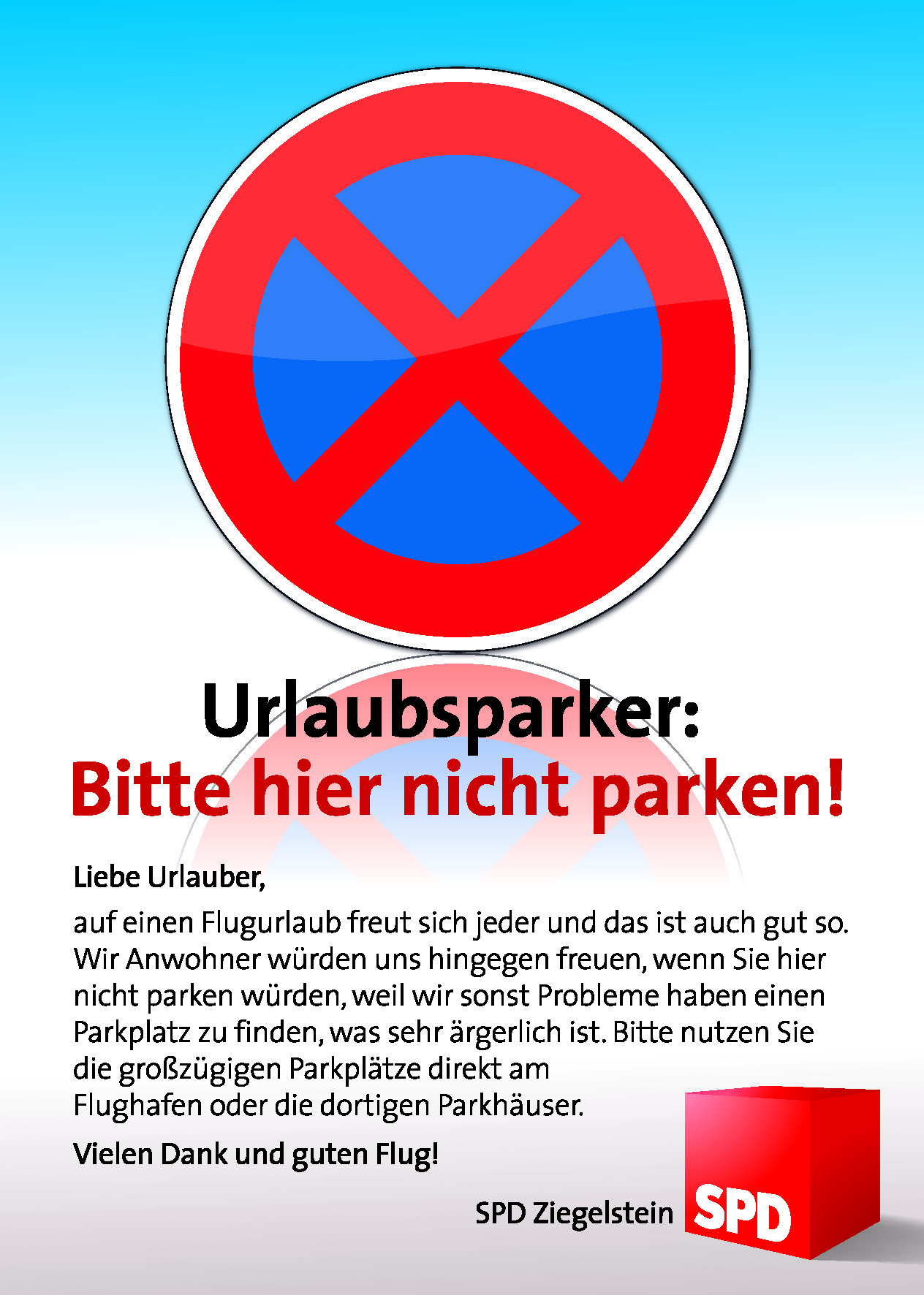 Die SPD Ziegelstein hat diese Karten an die Bürger ausgegeben, um sich gegen Urlaubsparker zu wehren.