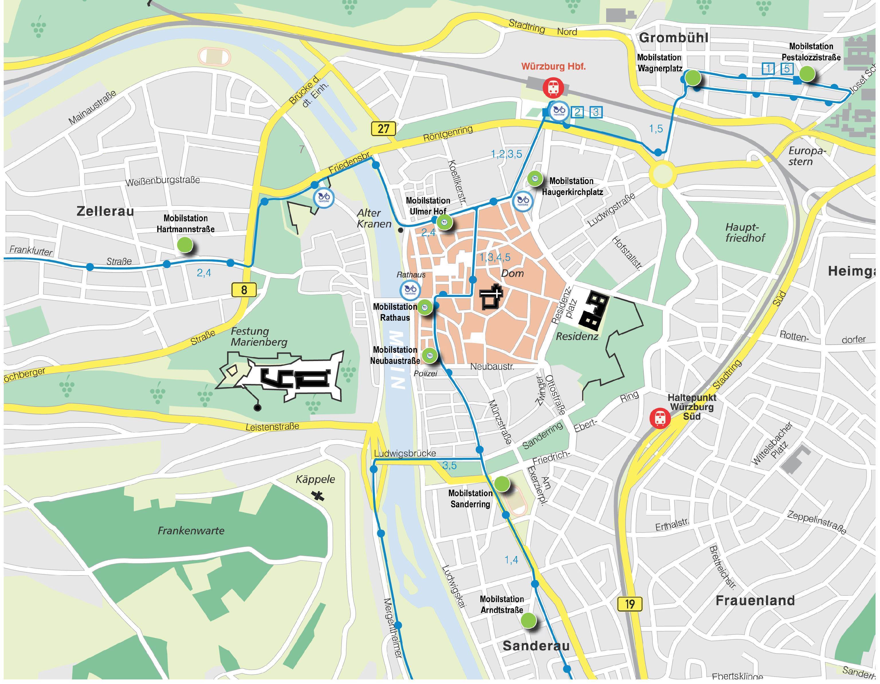 Lageplan der neuen Stationen