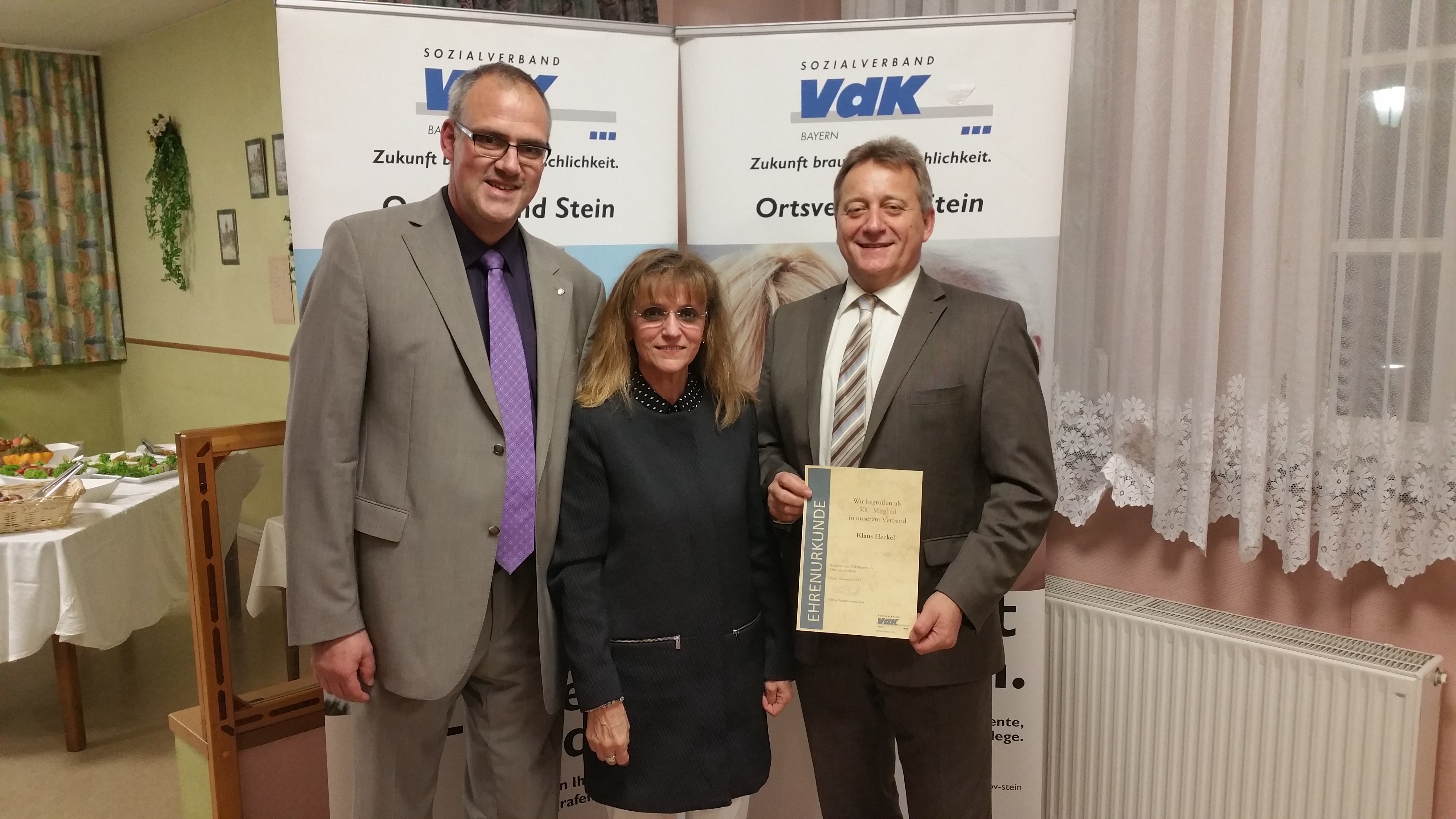 v.l.n.r. Stephan Beck, Agathe Krämer und Klaus Heckel - 500. Mitglied