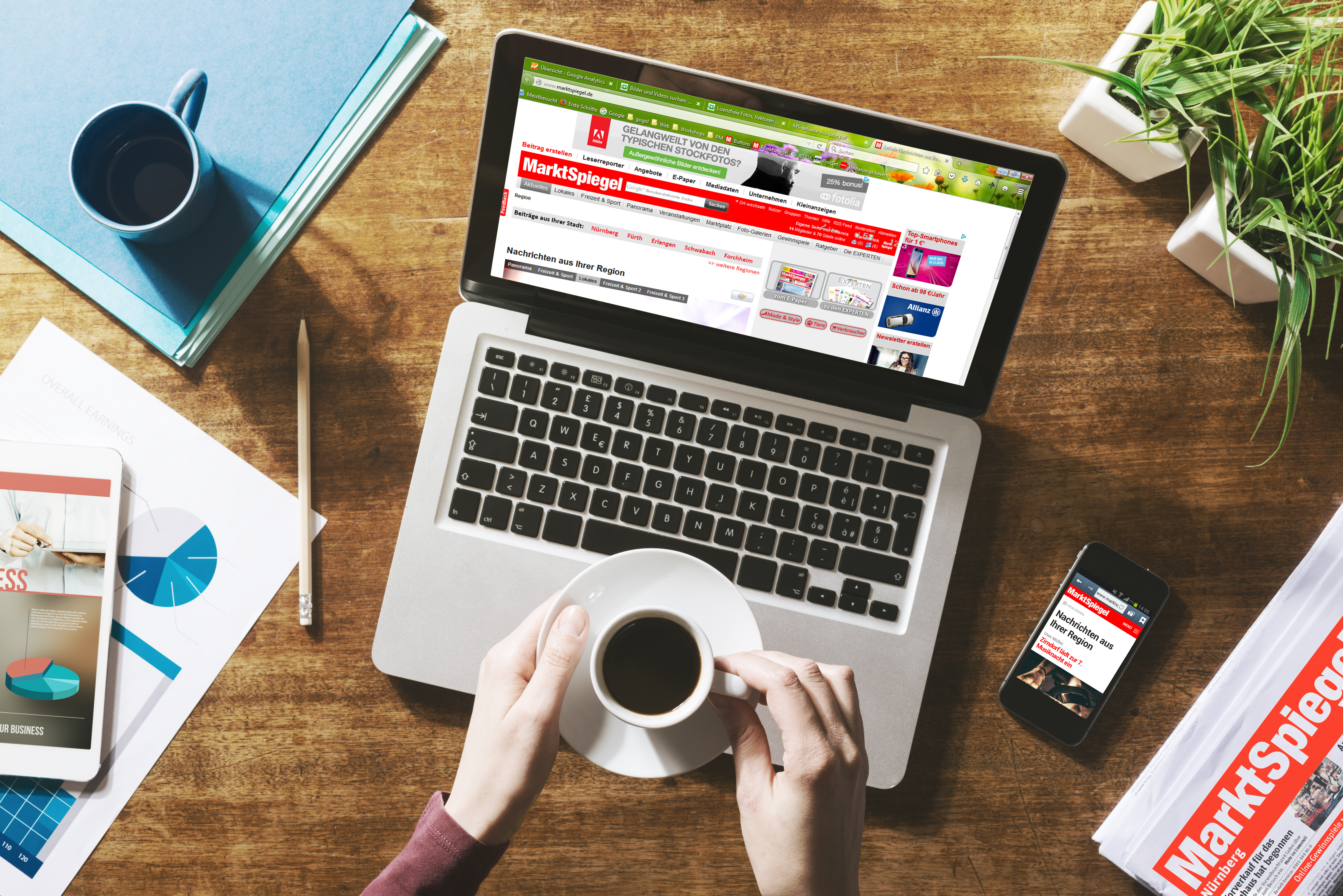 Es muss nicht immer die Zeitung sein: Auch per PC, Smartphone oder Tablet können Sie unsere Angebote nutzen.