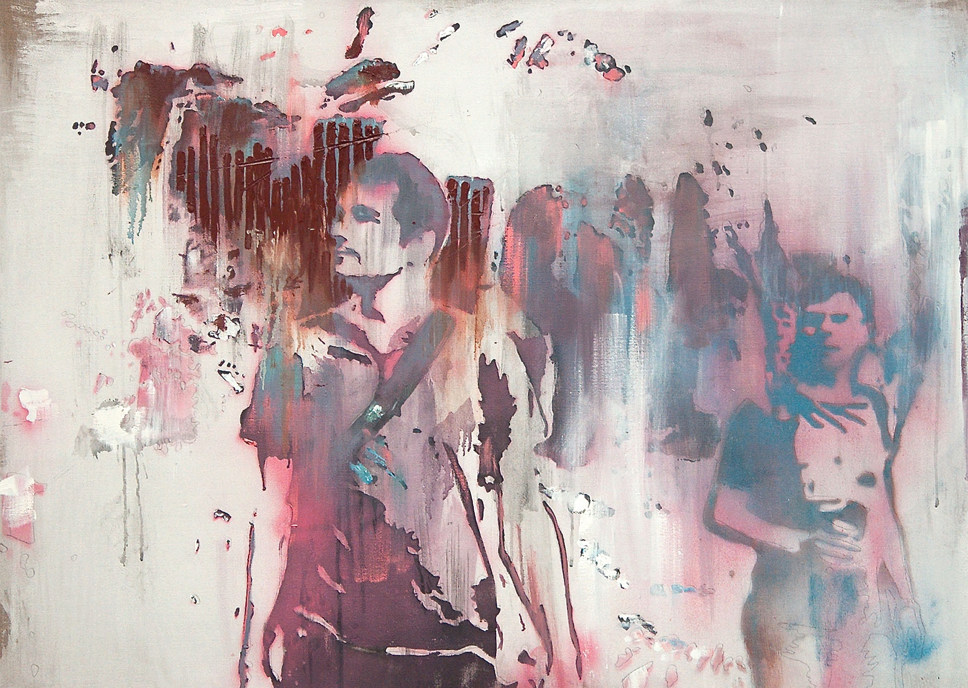 „Out Of A Wall“ (2014): Öl, Acryl und Spraylack auf Leinwand. Bild: Hans-Peter Stark