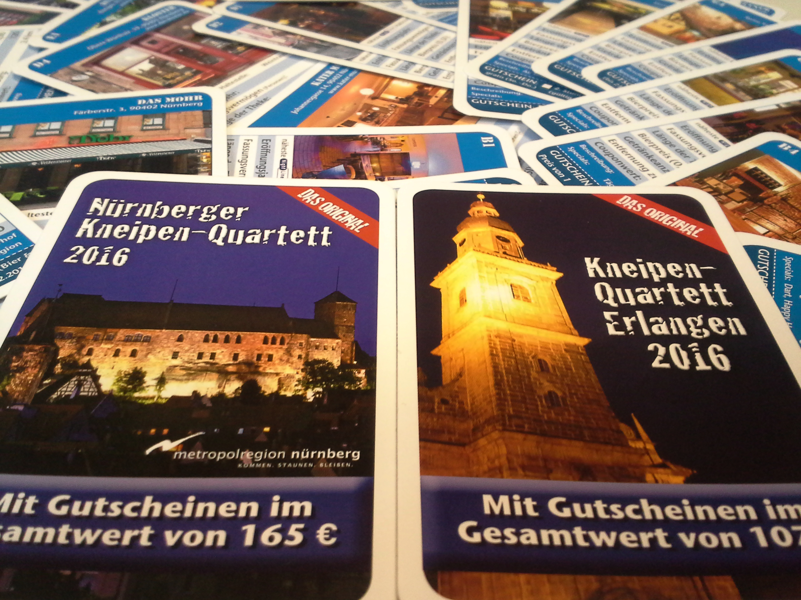 Spielend sparen in Nürnberger und Erlanger Kneipen: Das Kneipen-Quartett.