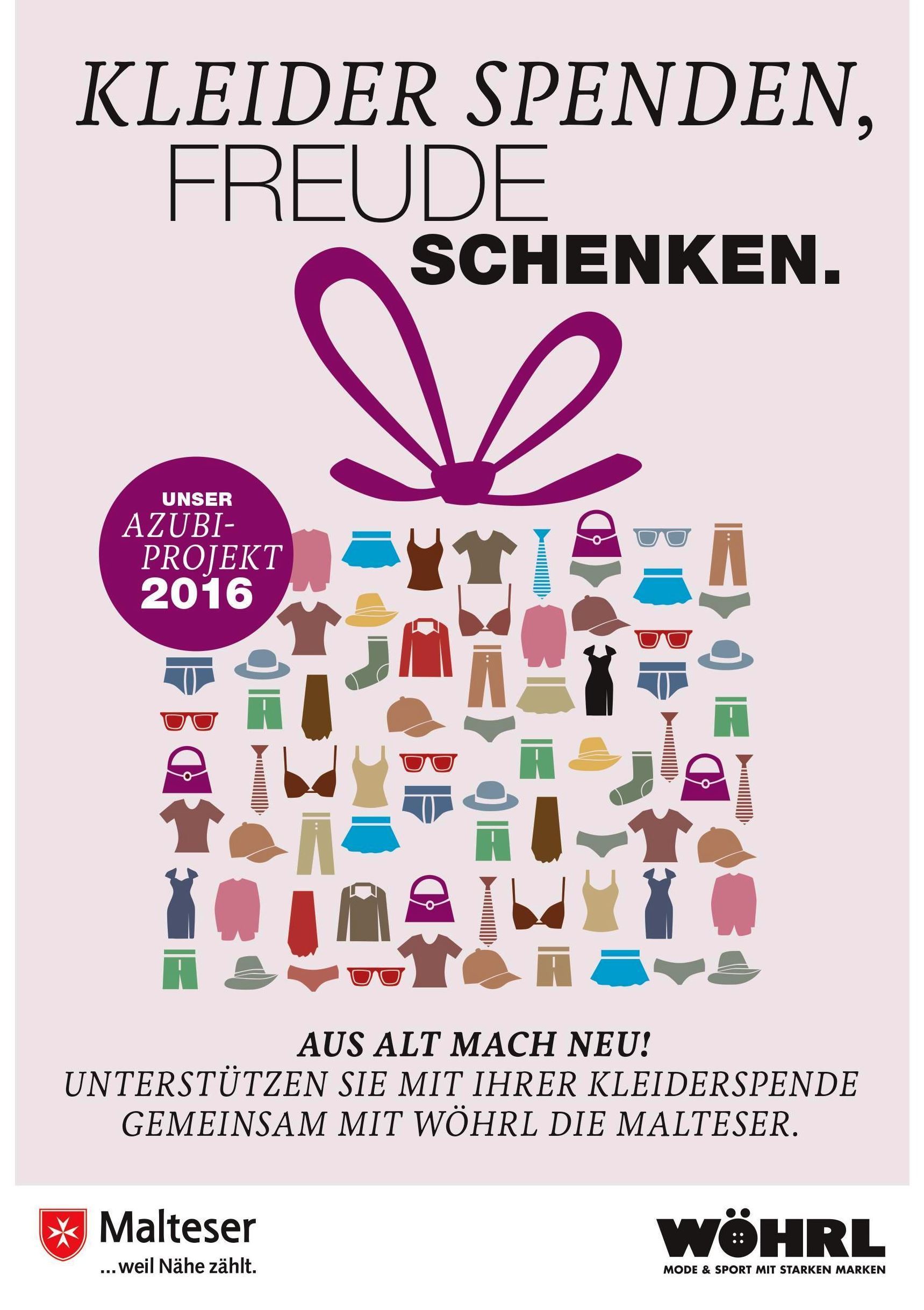 Auszubildende der WÖHRL Modehäuser engagieren sich für einen guten Zweck und sammeln Altkleider für Sozialprojekte der Malteser