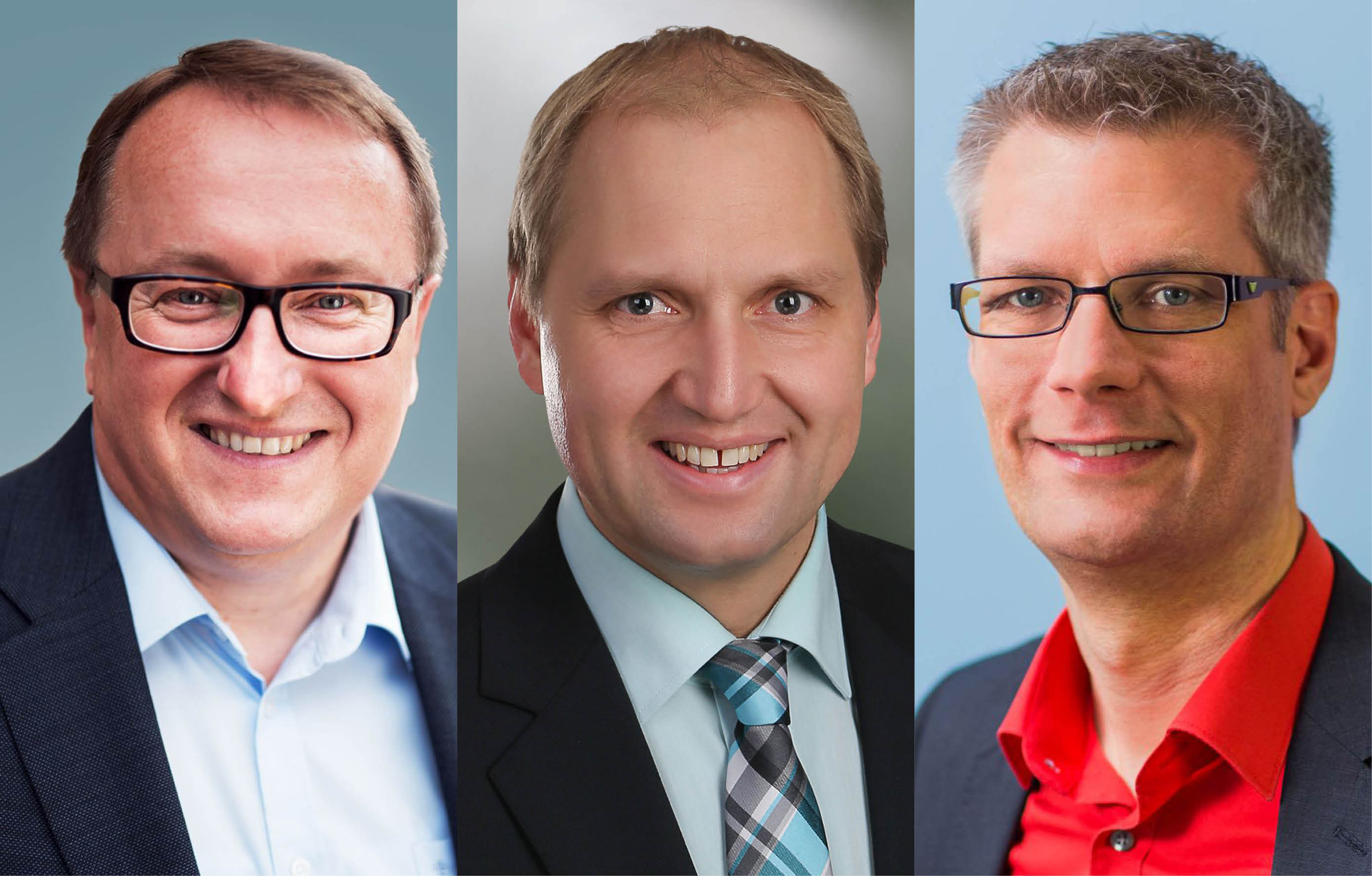 Stellen sich am 6. März der Wahl zum neuen Forchheimer Oberbürgermeister: Manfred Hümmer (FW), Dr. Ulrich Schürr (CSU) und Dr. Uwe Kirschstein (SPD / v.l.n.r.). Von Klaus Backer (parteilos) wurde leider kein Foto zur Verfügung gestellt. Montage: MarktSpiegel