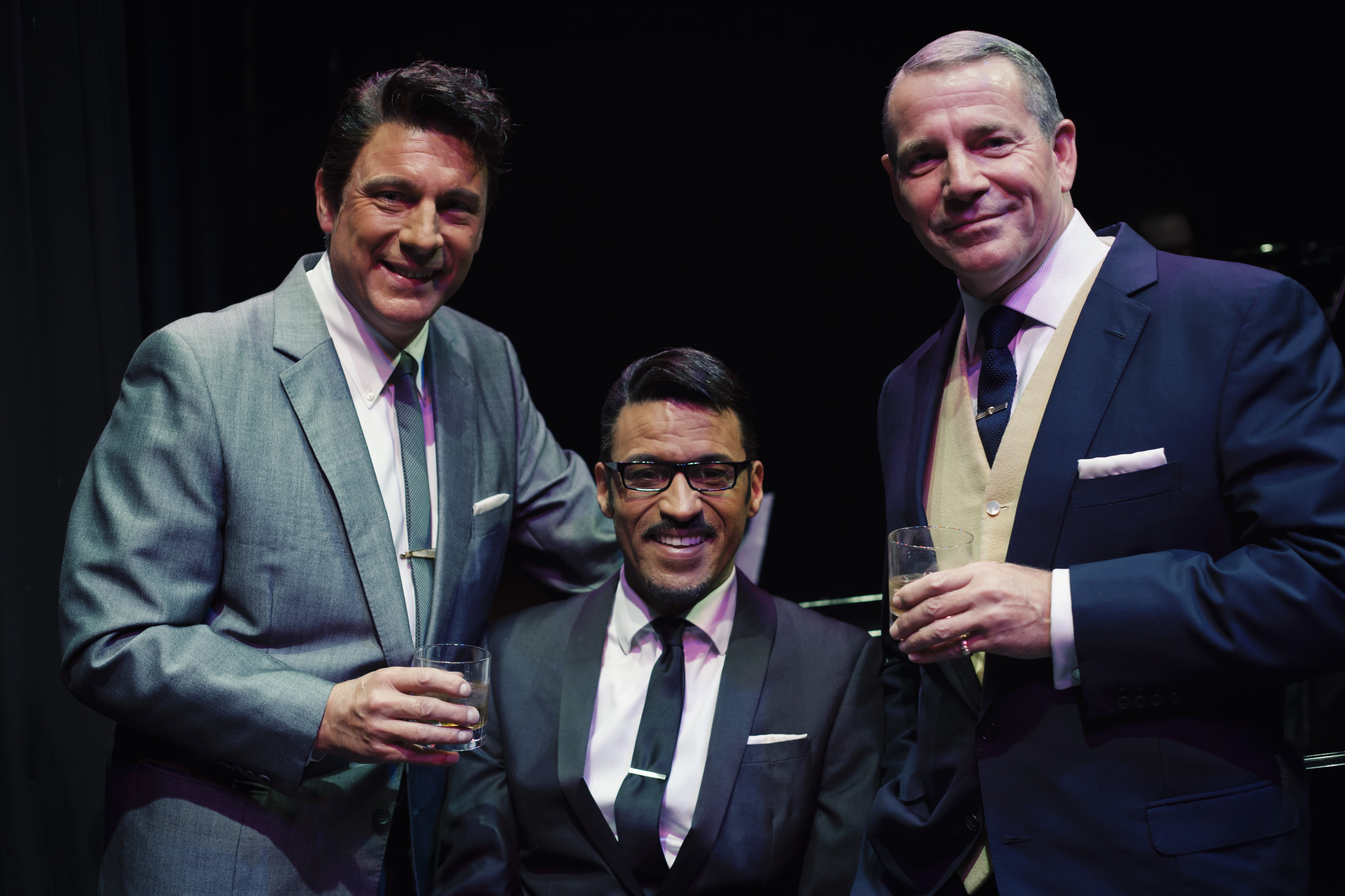Mark Adams, George Daniel Long und Stephen Triffit (v.li.) verkörpern Dean Martin, Sammy Davis und Frank Sinatra. Foto: Veranstalter