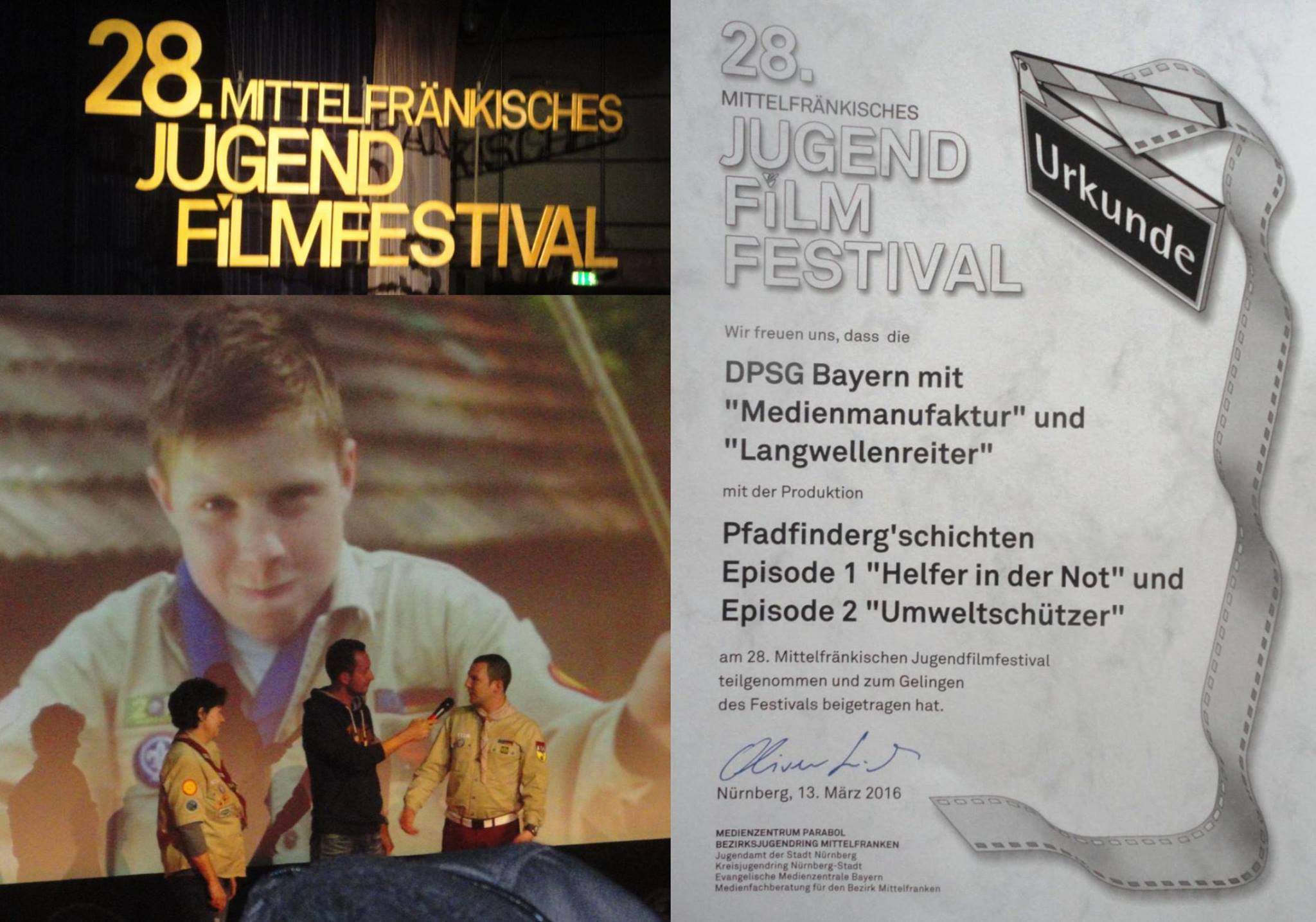 Kerstin Krause-Rauscher und Christian Schneider mit "Pfadfinderg´schichten" beim 28. mittelfränkischen Jugendfilmfestival in der Arena des Cinecitta Nürnberg