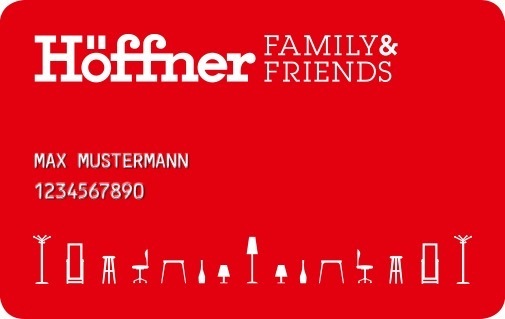 Wieder einmal hat sich Möbel Höffner etwas für seine Kunden einfallen lassen: ab sofort gibt es eine Karte mit großen Vorteilen, die „Family & Friends“-Karte.