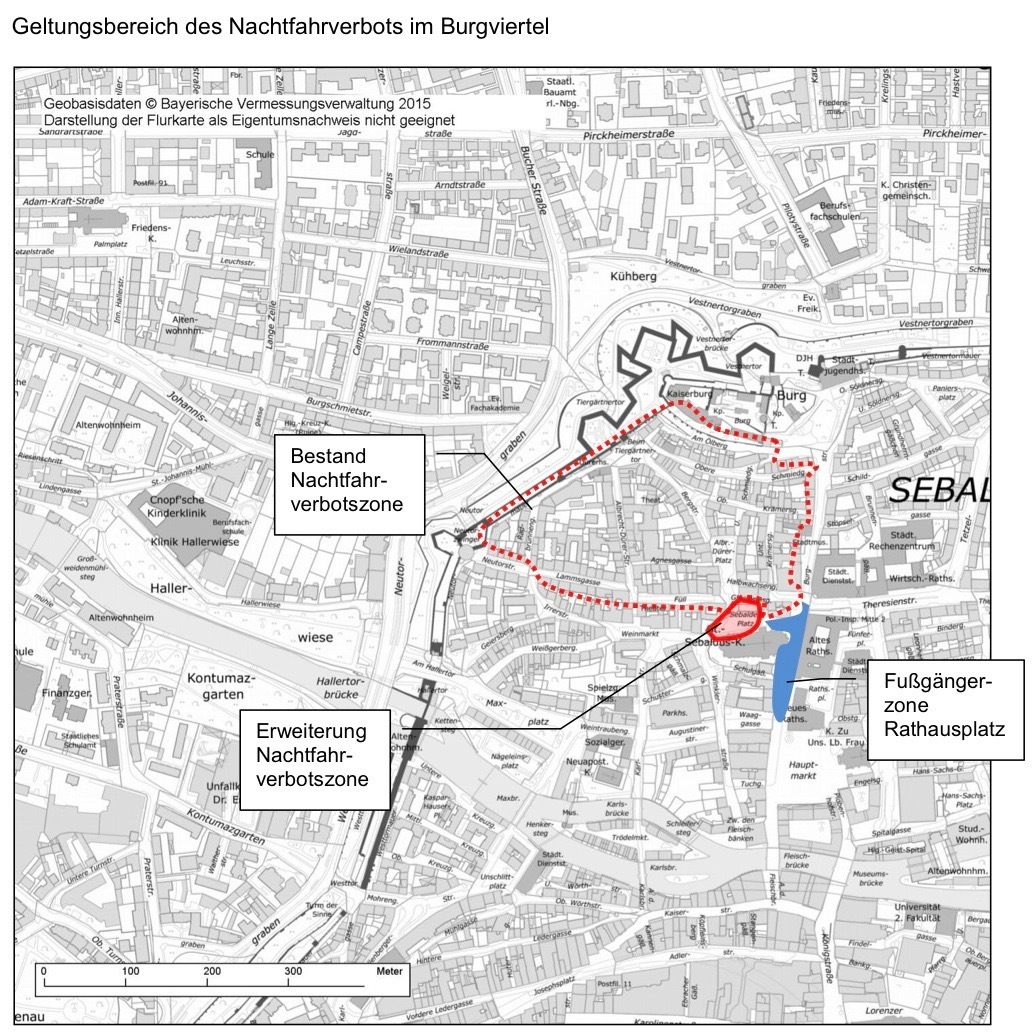 Der Plan zeigt den Geltungsbereich des Nachtfahrverbotes.