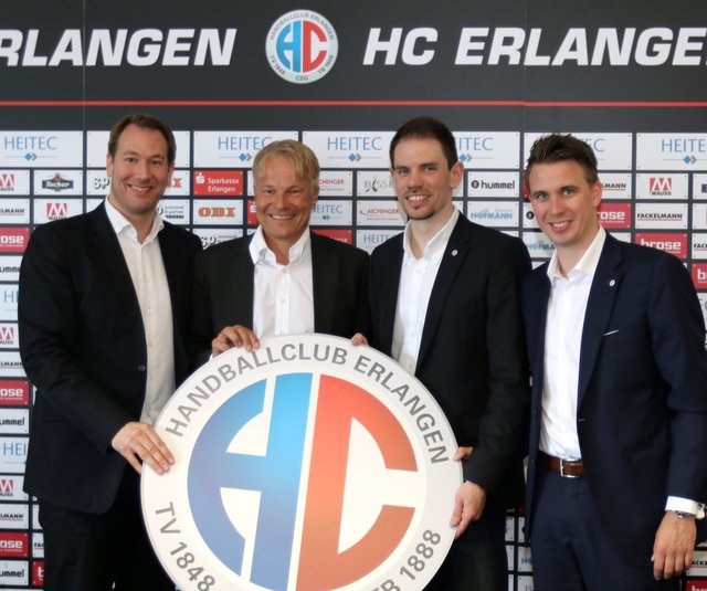 (Foto: hl-studios, Erlangen): HC Erlangen: Stefan Adam, Dr. Carsten Bissel, René Selke und Daniel (v.l.)