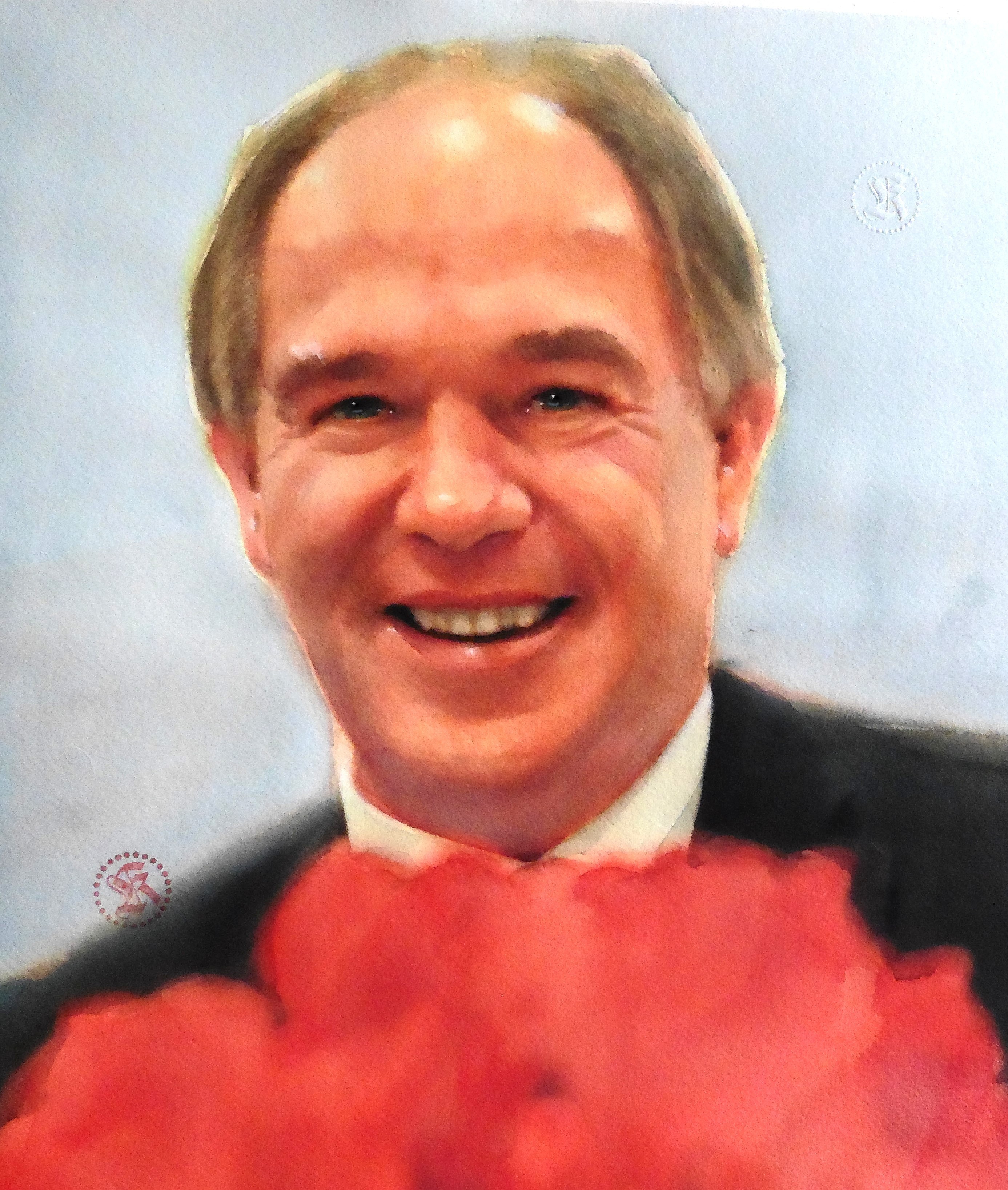 Klaus Hacker, 1.Bürgermeister, Aquarell von Gunter Kaufmann 2016
