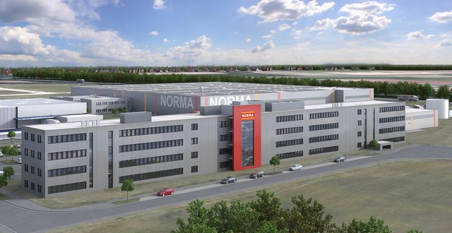 In Fürth ist ein hochmoderner und nachhaltiger Gebäudekomplex entstanden, in dem NORMA jetzt alle Stabsabteilungen unter einem Dach zusammenführt. | Foto: © NORMA