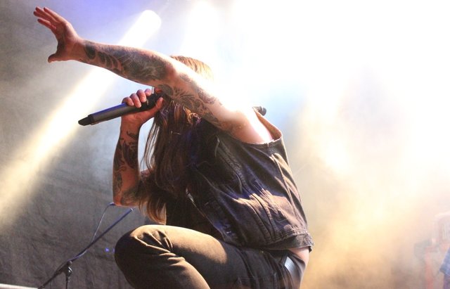 Allerbeste Stimmung herrschte bei Rock im Wald. 16 Bands - hier Kvelertak -  heizten an zwei Tagen dem Publikum ein. Foto: Ebersberger