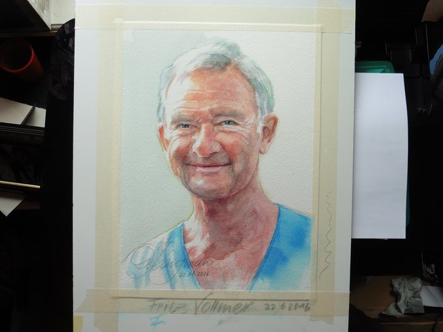 Fritz Vollmer hat sich als Modell für meine Aquarellmalerei zur Verfügung gestellt. Danke!