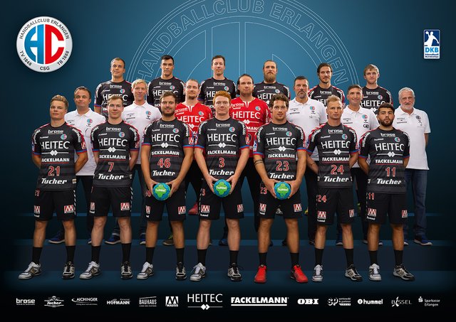 (Foto: hl-studios, Erlangen): HC Erlangen - 1. DKB Handball-Bundesliga offizielles Mannschaftsfoto 2016/2017