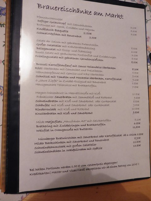 die Mittags-Speisekarte