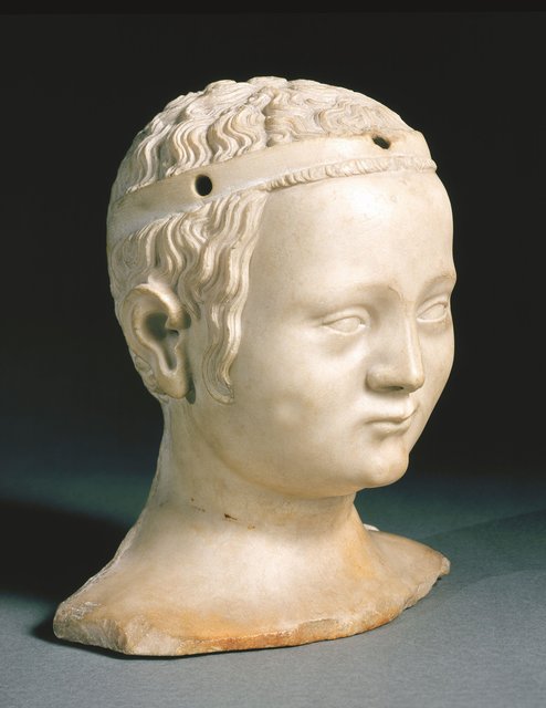 Kopf der Bonne de France, Großnichte Karls IV.
Marmorskulptur, Jean de Liège, Paris, 1365
Antwerpen, Museum Mayer van den Bergh. | Foto: © Museum Mayer van den Bergh