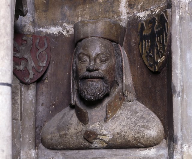 Karl IV., Sandstein mit Resten ursprünglicher Fassung. | Foto: Radovan Boček