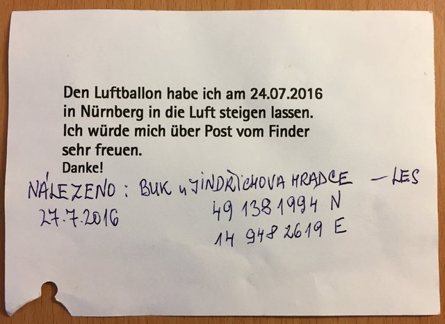 Diese Nachricht mit Koordinaten kam zurück. | Foto: Rummelsberger Diakonie