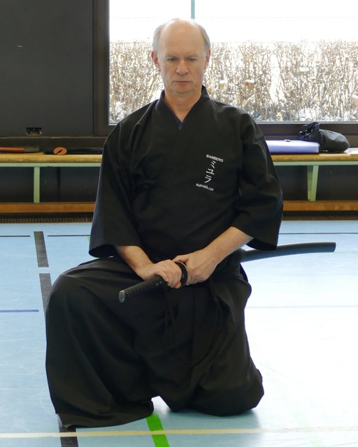 Rudi Müller, 6. Dan Iaido, Renshi. Oshogatsu-Lehrgang 2017 in Bamberg.