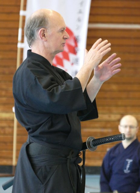 Rudi Müller, 6. Dan Iaido, Renshi, Oshogatsu-Lehrgang 2017 in Bamberg.