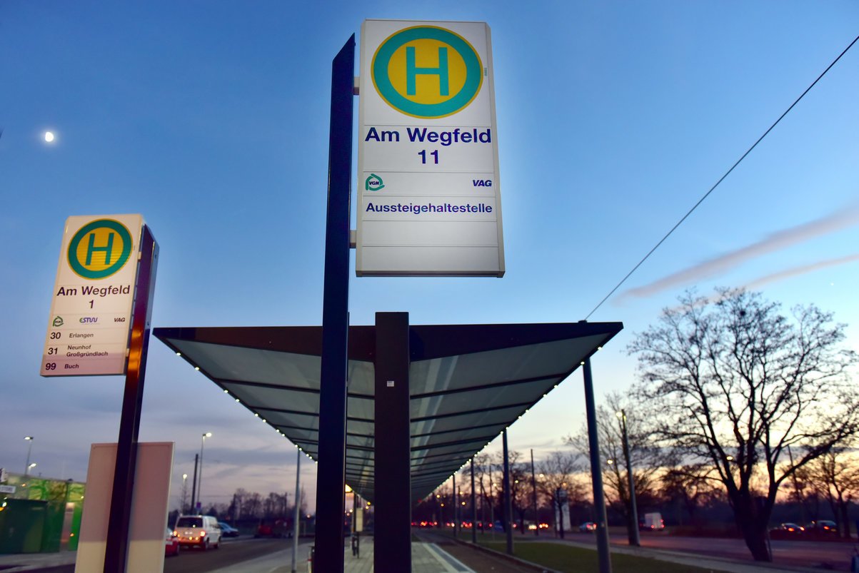 Die neue Endhaltestelle Am Wegfeld.