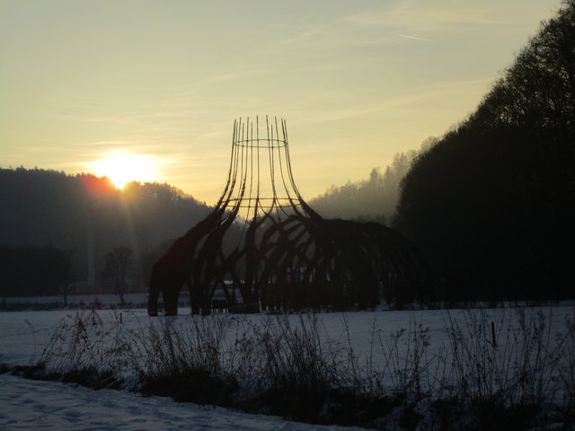 Weidenkirche mit Wintersonne