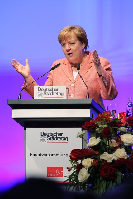 Bundeskanzlerin Angela Merkel beim Deutschen Städtetag in Nürnberg. | Foto: Klaus Schillinger