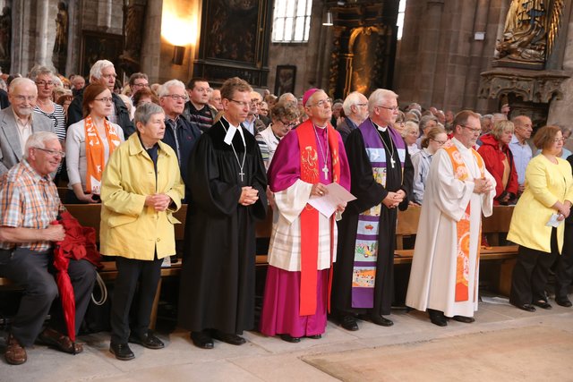Erzbischof Ludwig Schick, Regionalbischof Stefan Ark Nitsche, der katholische Stadtdekan Hubertus Förster und der evangelische Stadtdekan Jürgen Körnlein. | Foto: Udo Dreier