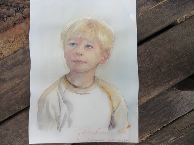 Bei Ulrich Hallmeyer. Aquarell Gunter Kaufmann, 2016