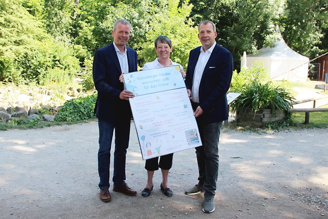 Gruppenbild mit Ministerin (v.l.): Nürnbergs OB Dr. Ulrich Maly, Bundesumweltministerin Dr. Barbara Hendricks und Stefan Schindler, Vorstandsvorsitzender der Sparda-Bank Nürnberg. | Foto: tom