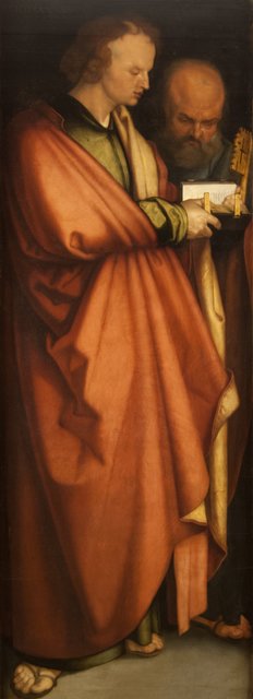 Johannes Vischer (?): Die hl. Johannes und Petrus nach Albrecht Dürer, 1627. Öl auf Holz. | Foto: Museen der Stadt Nürnberg, Kunstsammlungen, Inv.-Nr. Gm 0046