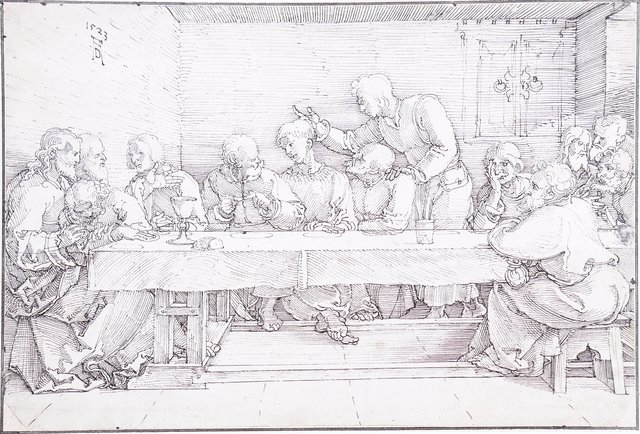 Das kostbarste Stück der Ausstellung. Das letzte Abendmahl, 1523, Federzeichnung, Leihgabe Albertina in Wien,  Inv.-Nr. 3178. | Foto: Bild aus dem Katalog/Nicole Fuchsbauer