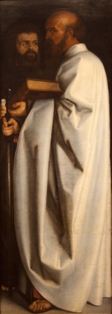 Johannes Vischer (?): Die hl. Markus und Paulus nach Albrecht Dürer, 1627. Öl auf Holz. | Foto: Museen der Stadt Nürnberg, Kunstsammlungen, Inv.-Nr. Gm 0047