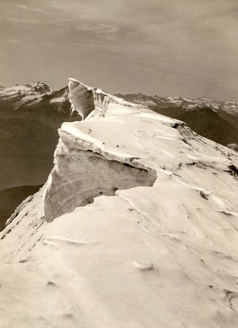 Gipfelwechte des Grand Combin mit den Grajischen Alpen (Gran Paradiso und Grivola). Sommer 1928. | Foto: Stadtarchiv Nürnberg