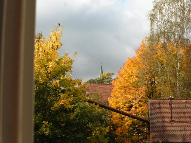 Herbst vor meinem Fenster mit Kirche