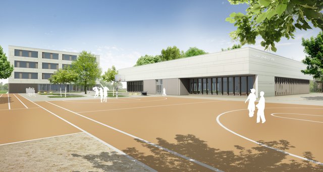 Neubau der Grundschule mit Hort und Sporthalle.